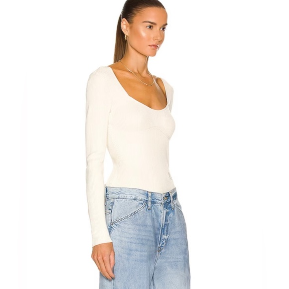 FRAMER Women’s Ribbed Zip Long Sleeve Top Body Shaped Sz XL MSRP $468 - Picture 3 of 13